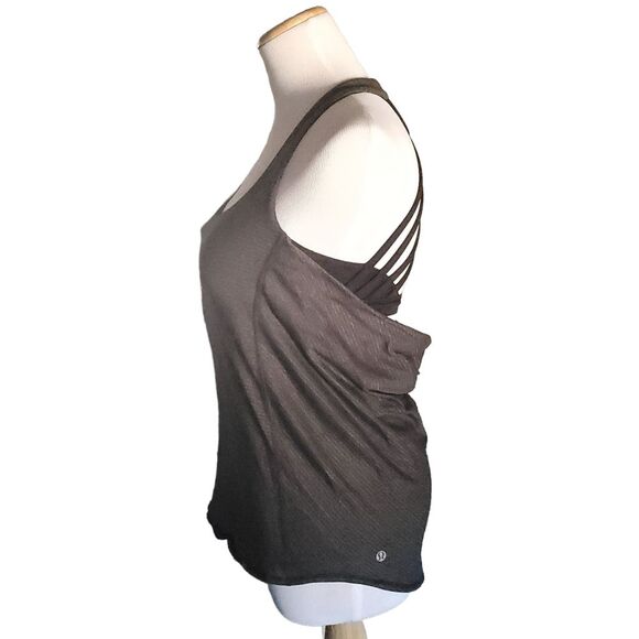 Lululemon 2-In-1 Wild Tank Top Built-in-Bra Heathered Black/ Grey Women's  4 - Picture 4 of 12